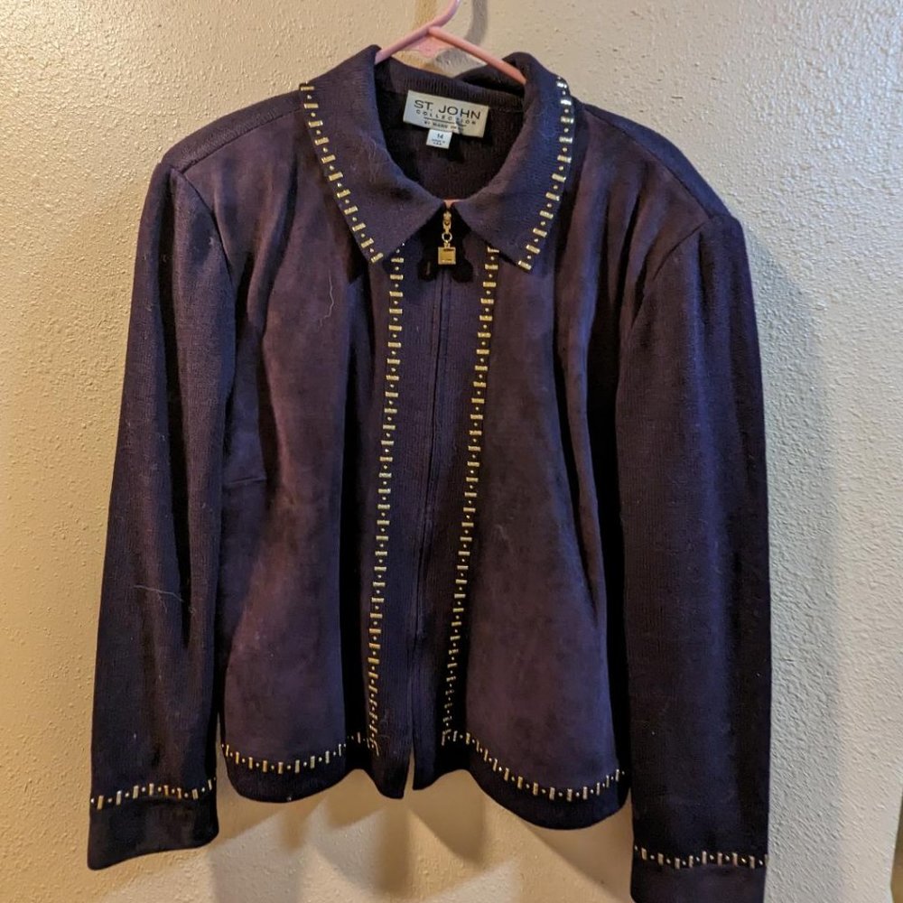 St John Leather and knit jacket size 14